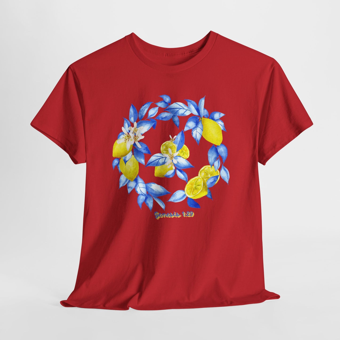 Lemon Wreath Graphic Tee — Genesis 1:29 Floral Scripture T-Shirt