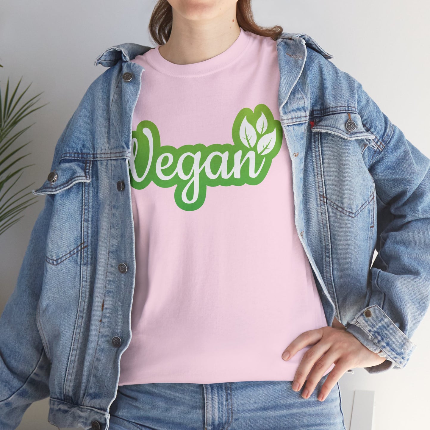 Vegan Script Tee — Green Leaf Eco-Friendly T-Shirt