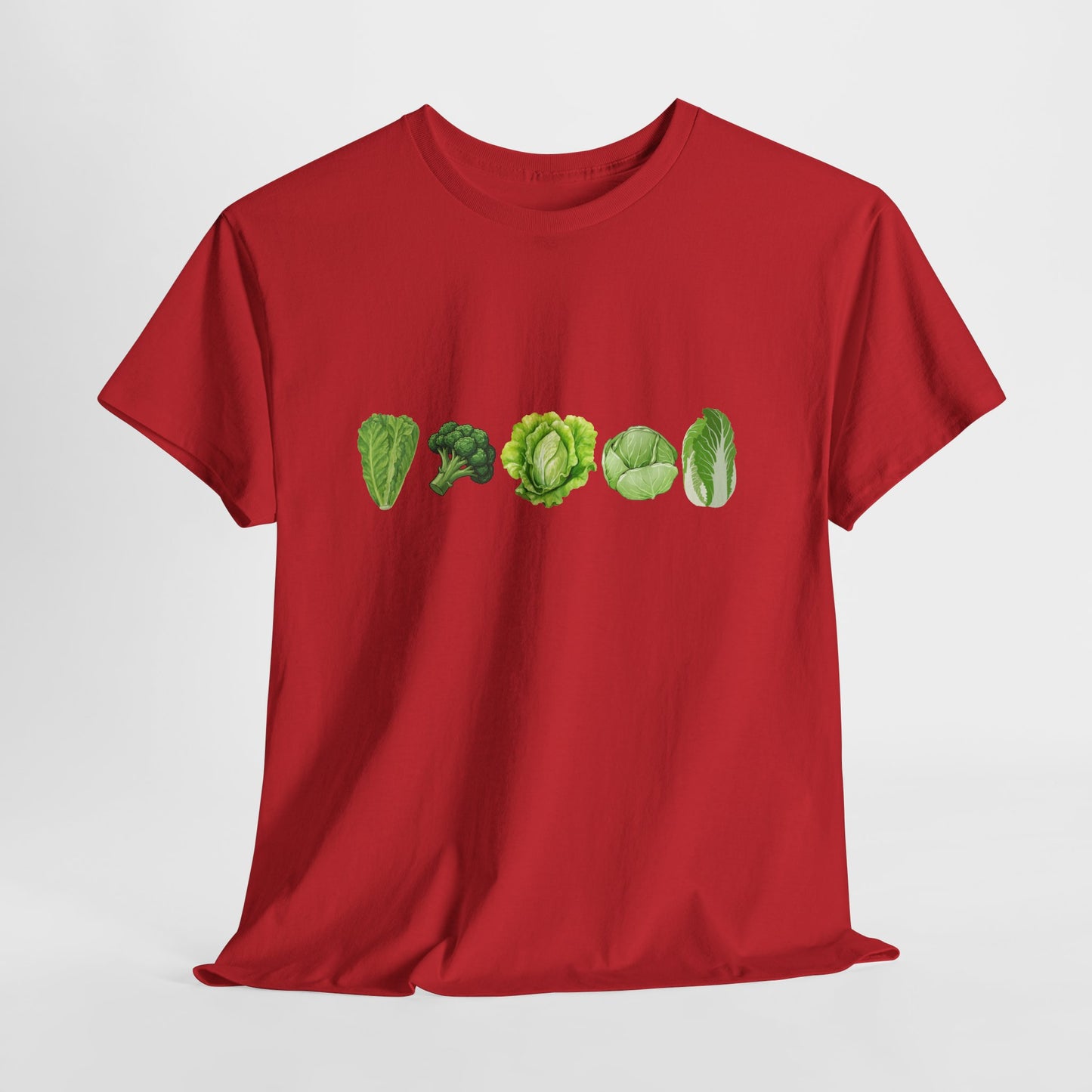 Vegetable Row T-Shirt — Green Veggies Lettuce Broccoli Cabbage Graphic Tee
