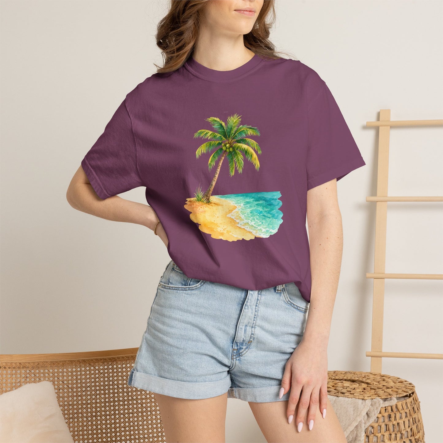 Tropical Palm Beach T-Shirt — Watercolor Island Graphic Tee