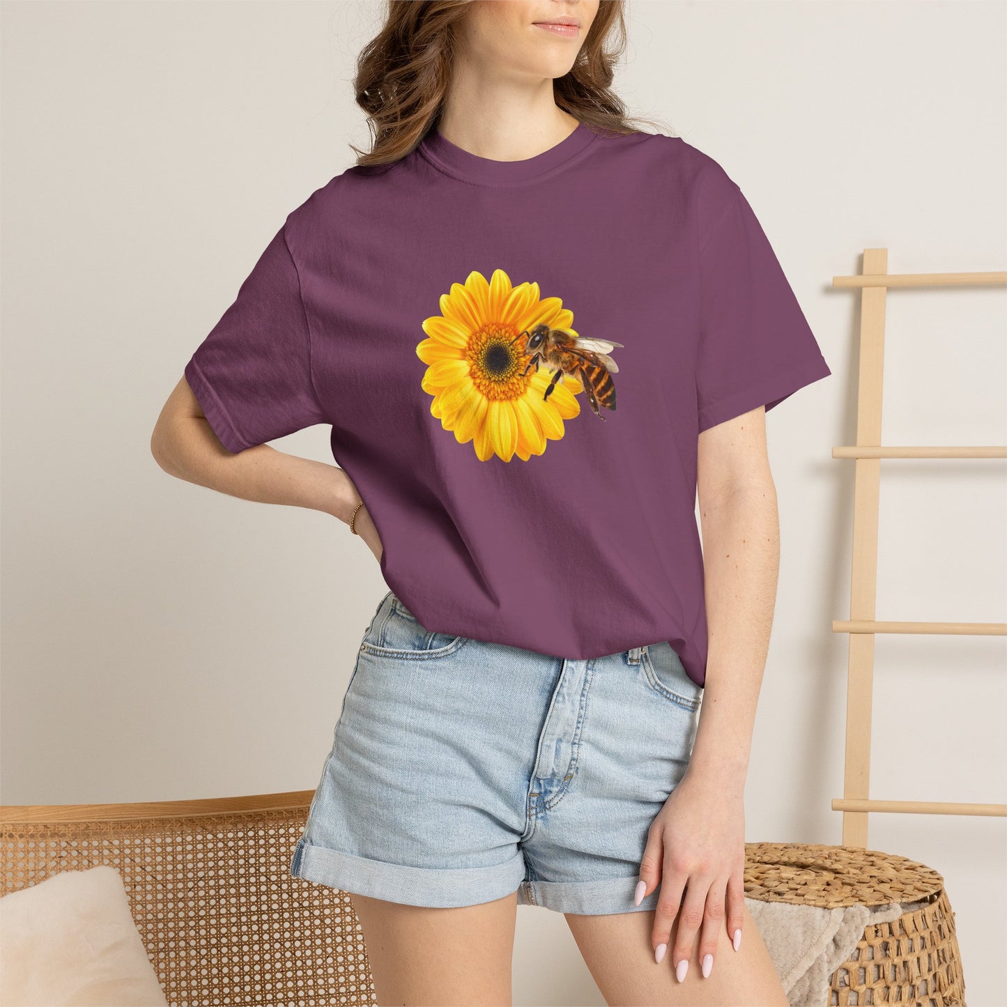 Sunflower & Bee T-Shirt — Floral Nature Graphic Tee