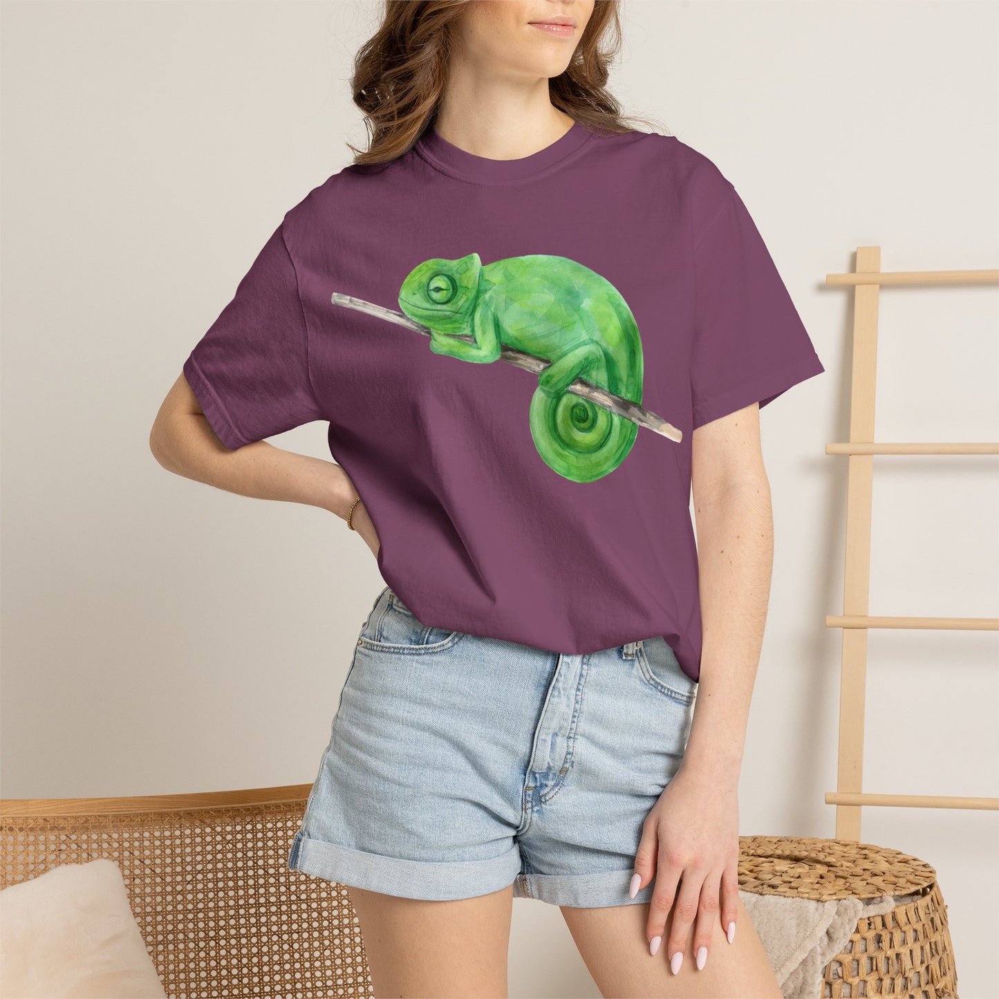 Chameleon Branch T-Shirt — Cute Green Chameleon Graphic Tee