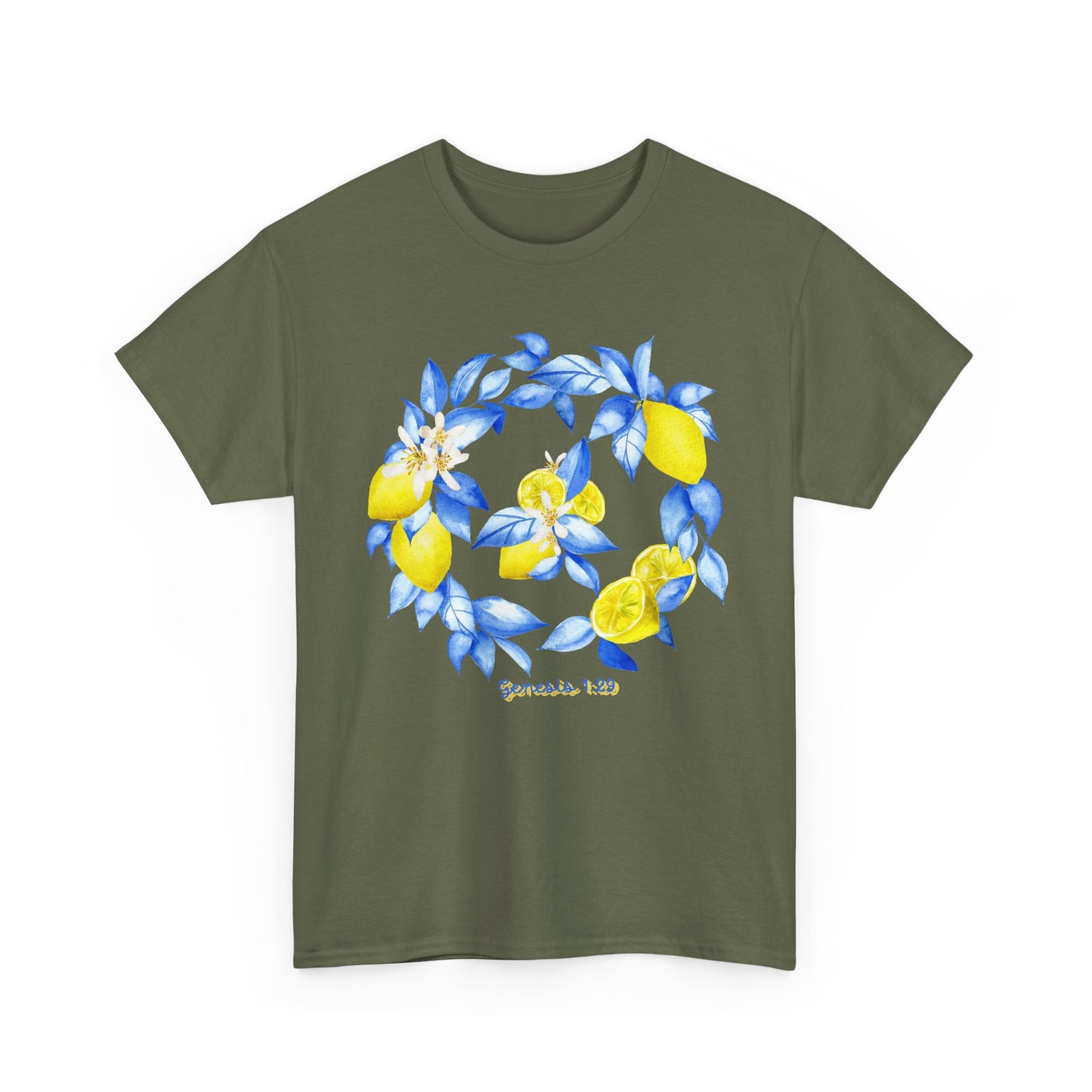 Lemon Wreath Graphic Tee — Genesis 1:29 Floral Scripture T-Shirt