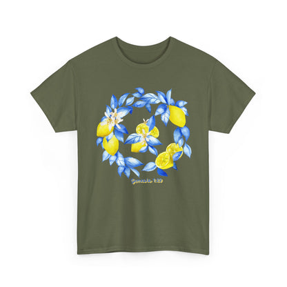 Lemon Wreath Graphic Tee — Genesis 1:29 Floral Scripture T-Shirt