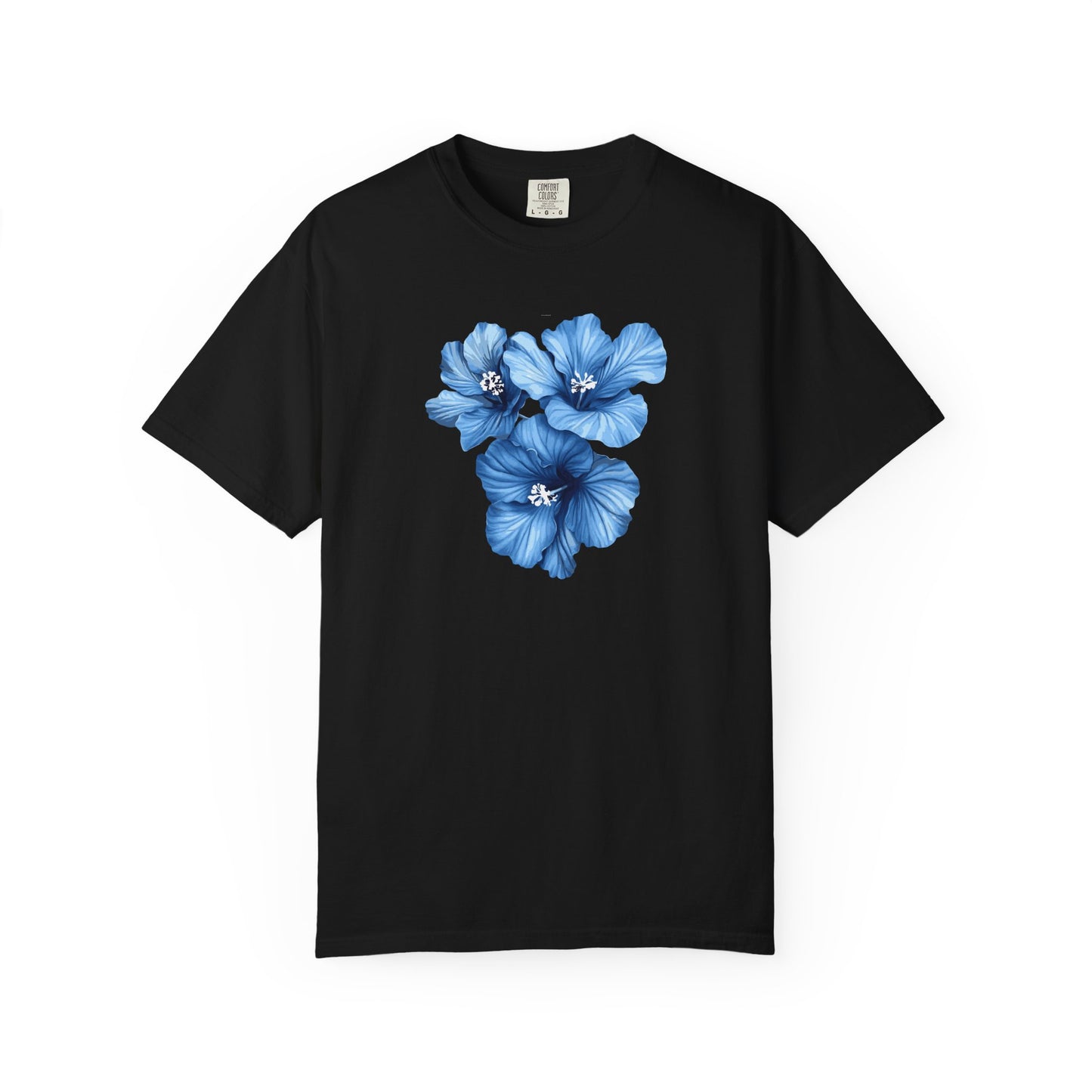 Blue Hibiscus Floral T-Shirt — Watercolor Flower Graphic Tee