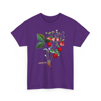 Strawberry Botanical Tee — Vintage Fruit Illustration T-Shirt Genesis 1:29