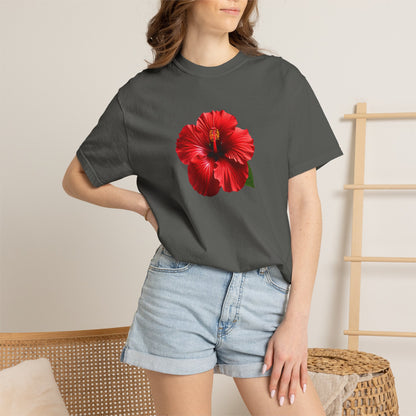 Hibiscus Bloom T-Shirt — Red Floral Graphic Tee