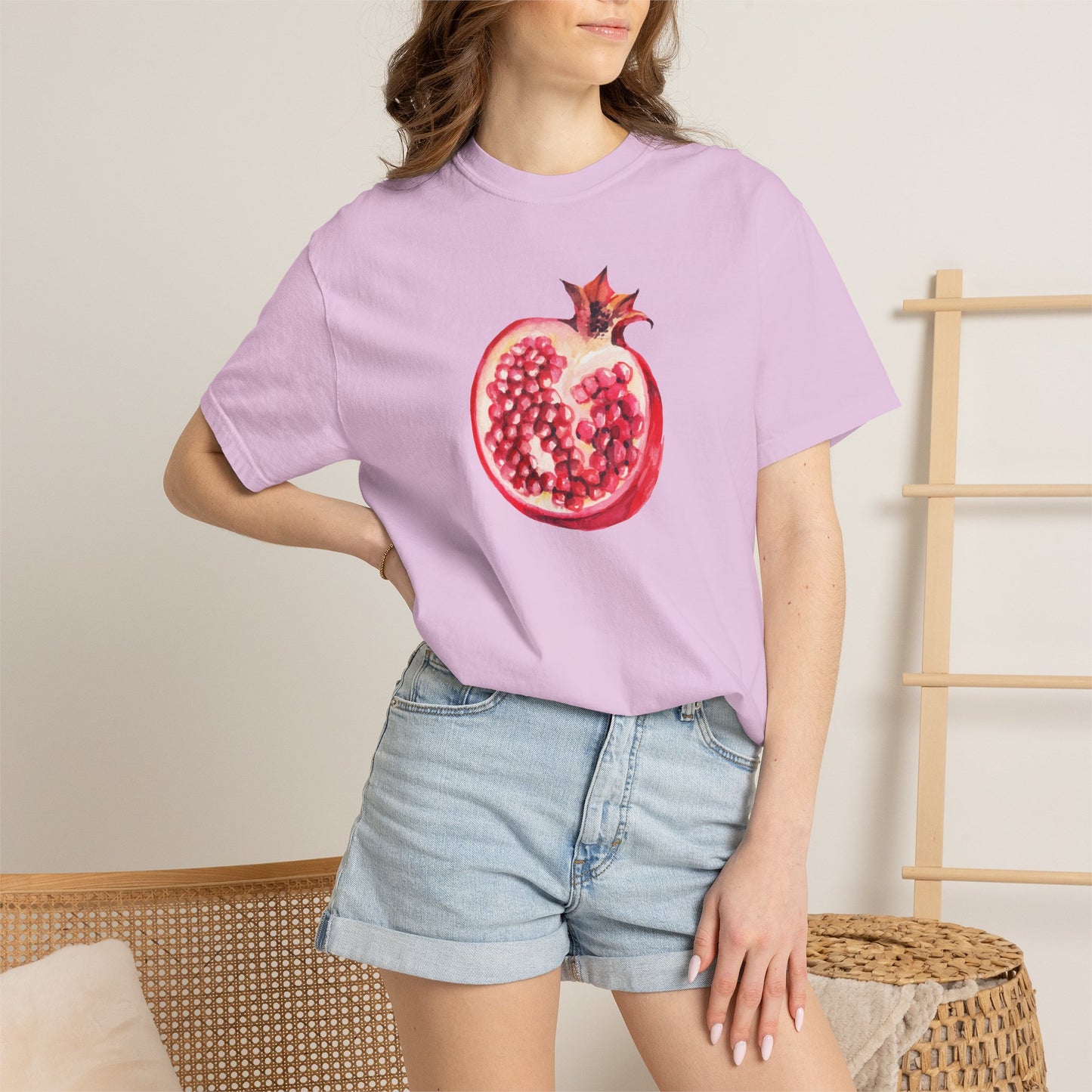 Pomegranate Watercolor T-Shirt — Fruit Illustration Tee for Foodies & Nature Lovers