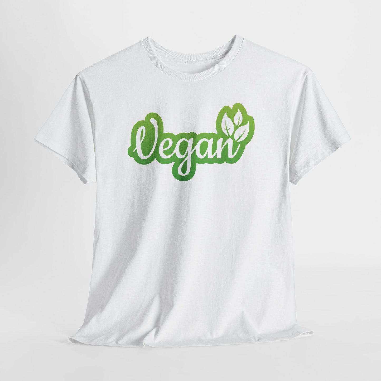 Vegan Script Tee — Green Leaf Eco-Friendly T-Shirt