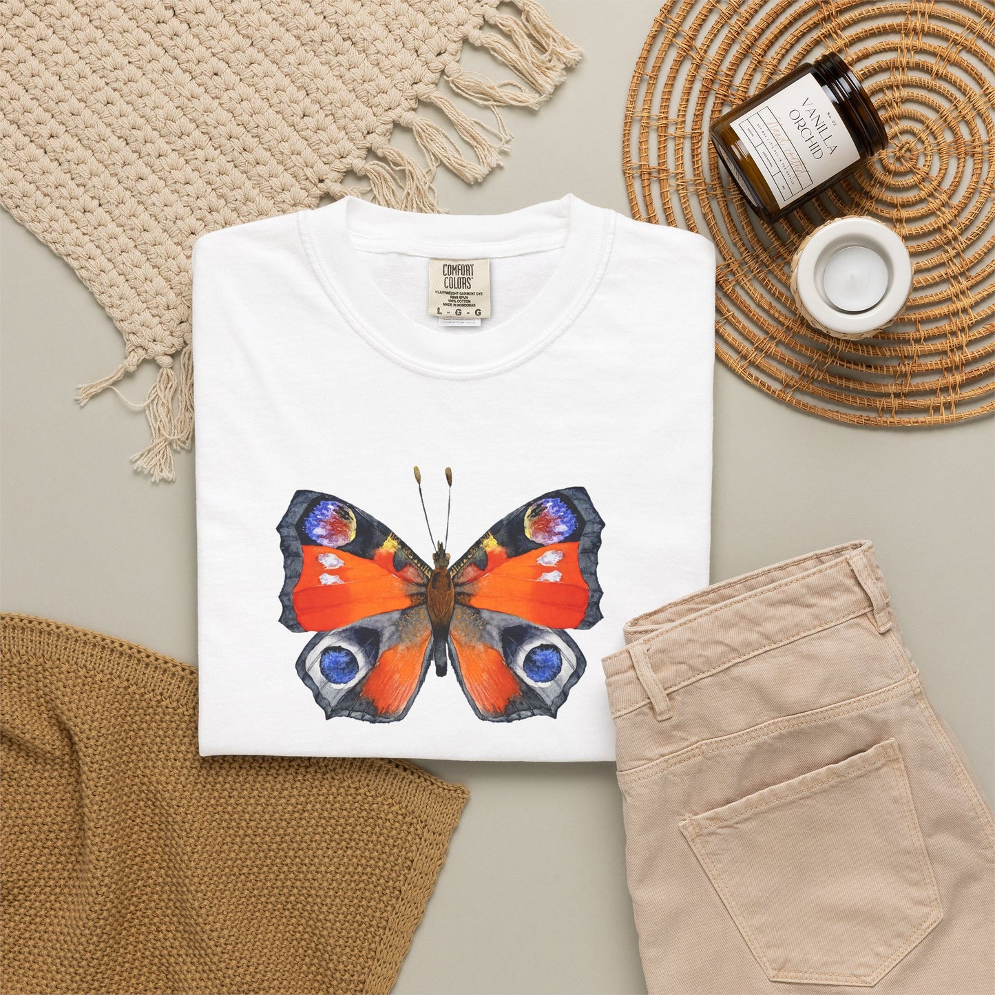 Butterfly Graphic T-Shirt — Peacock Eye Floral Tee