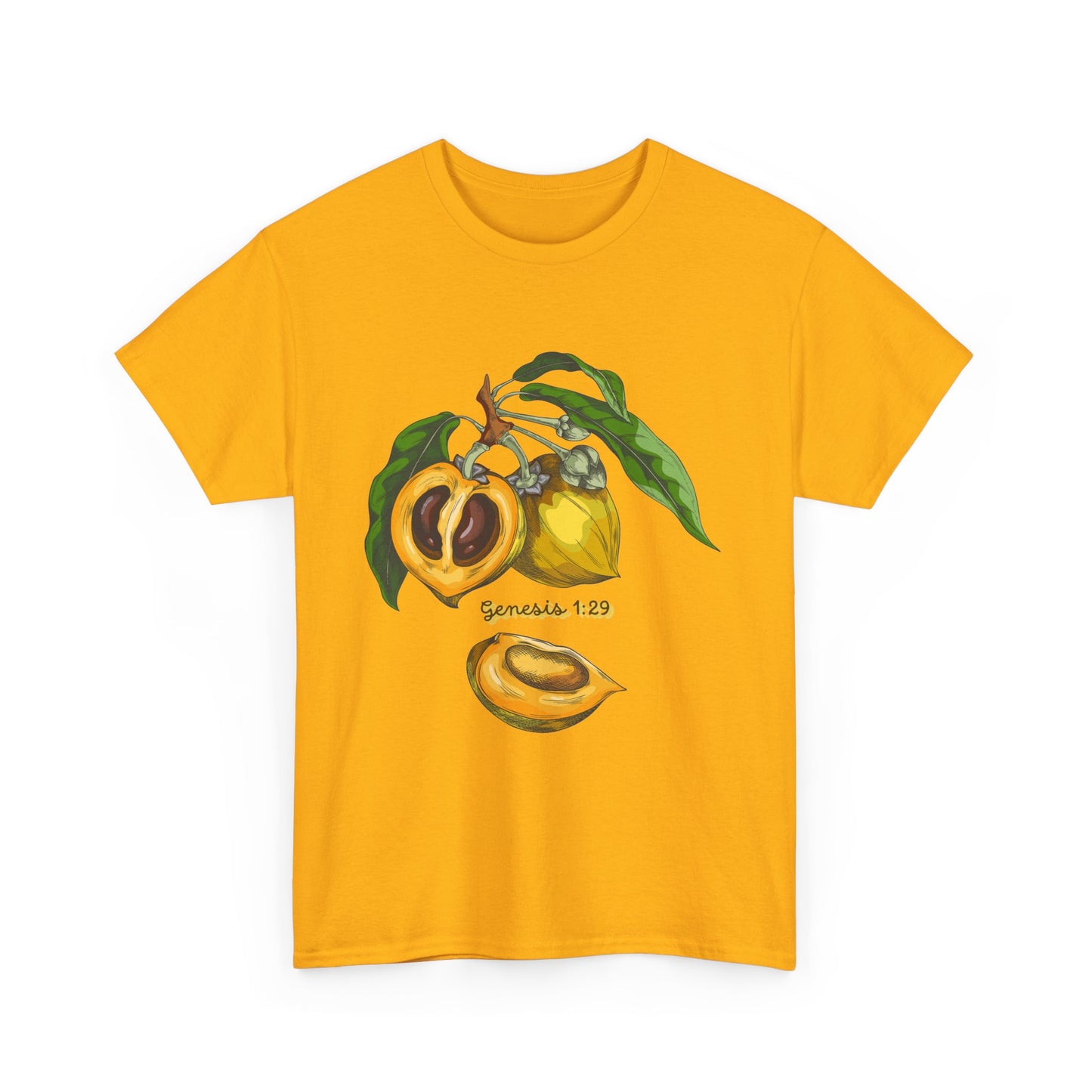 Apricot Illustration T-Shirt — Botanical Fruit Graphic Tee Genesis 1:29