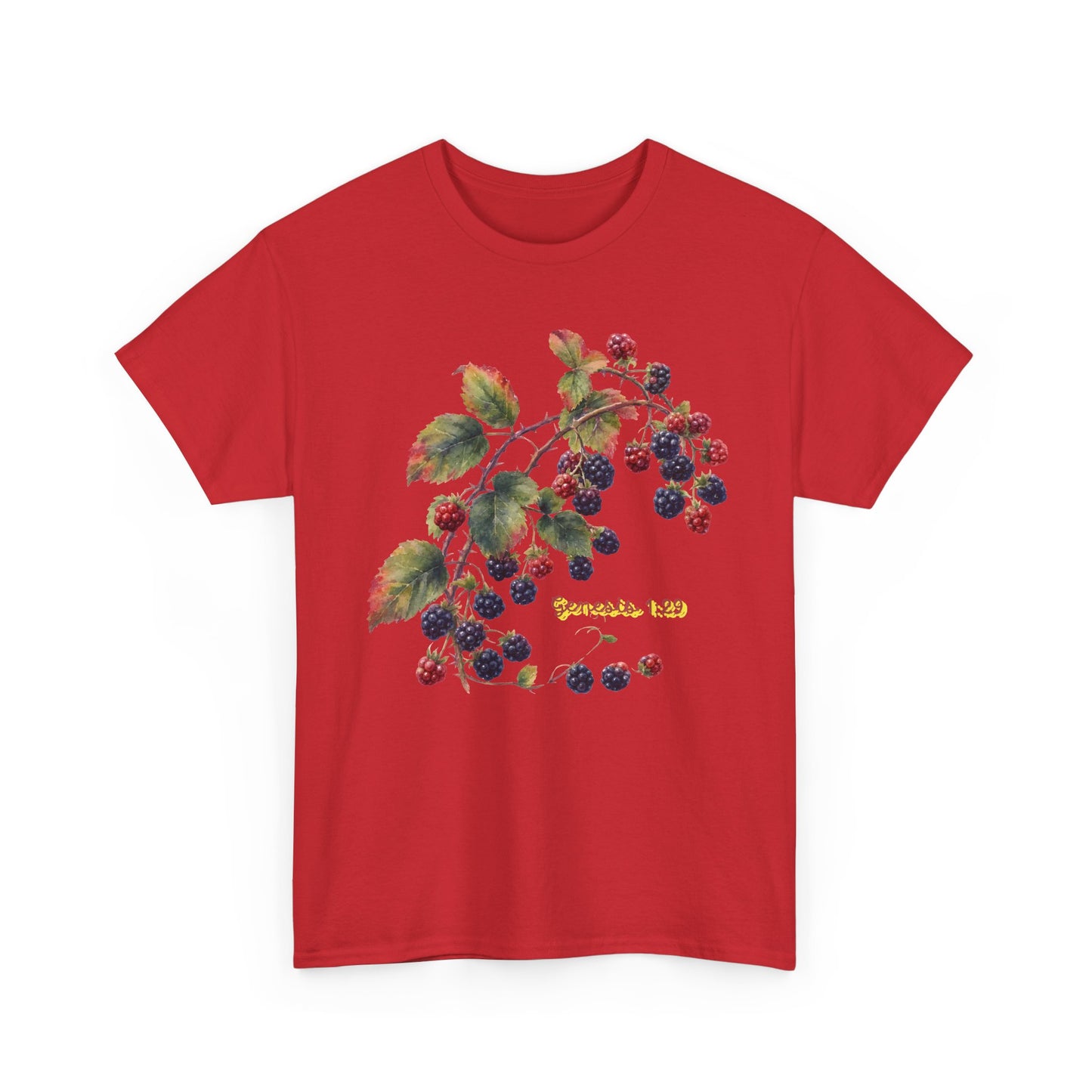 Blackberry Branch T-Shirt — Botanical Berry Illustration with "Genesis 1:29"