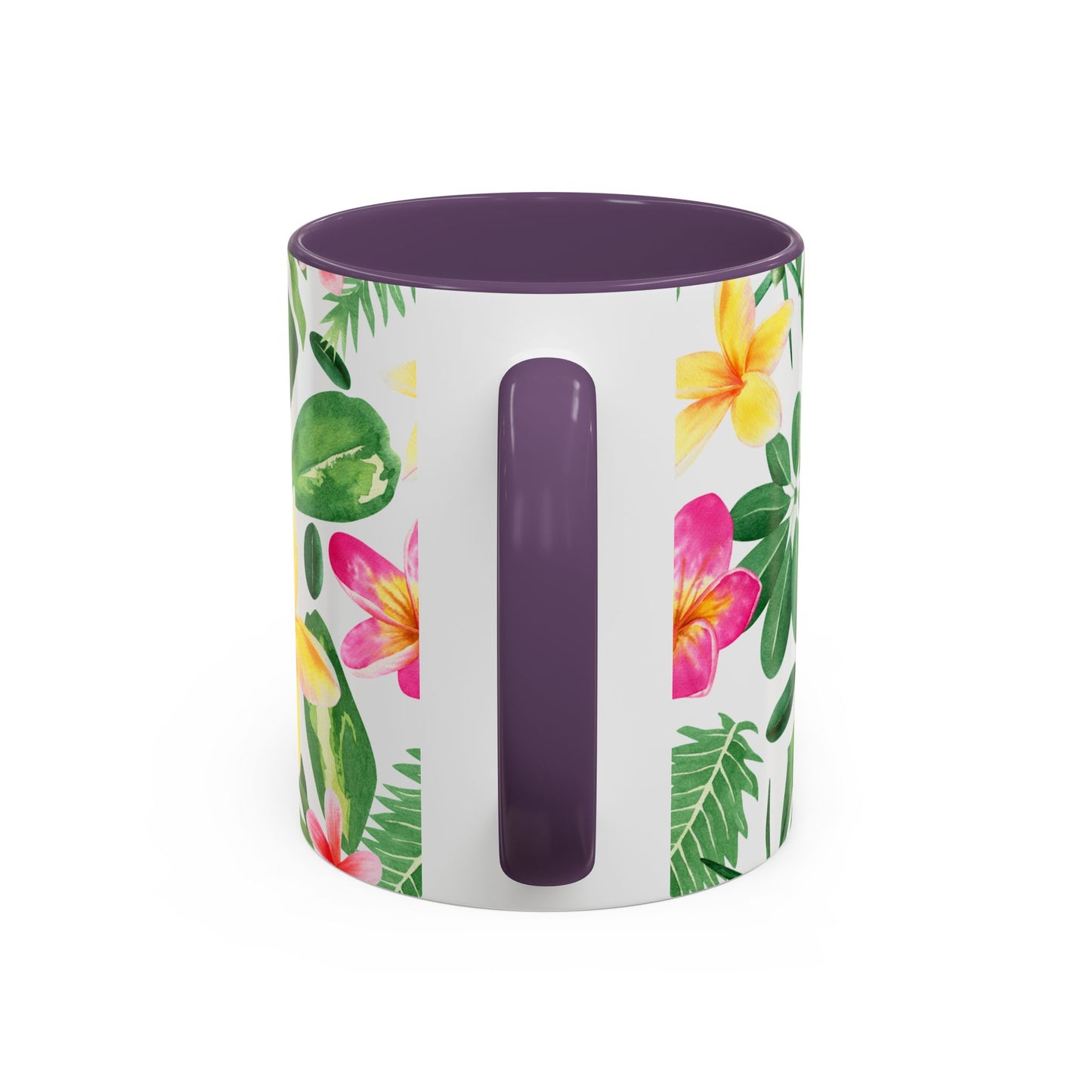 Tropical Floral Coffee Mug — Plumeria & Palm Accent Mug (11/15oz)