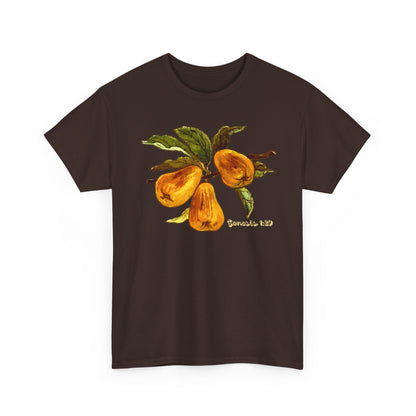 Pear Branch Tee — Watercolor Fruit Graphic T‑Shirt (Genesis 1:29)