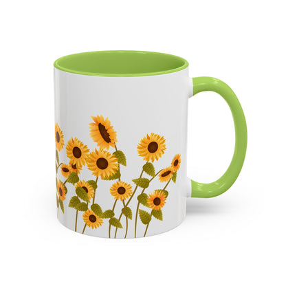 Sunflower Field Accent Tea Mug – Bright Floral 11/15oz Ceramic