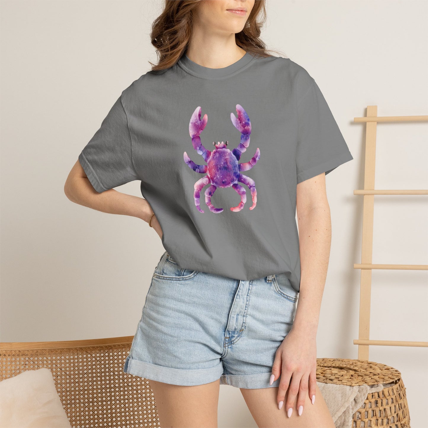 Watercolor Crab T-Shirt — Coastal Beach Vibes Graphic Tee