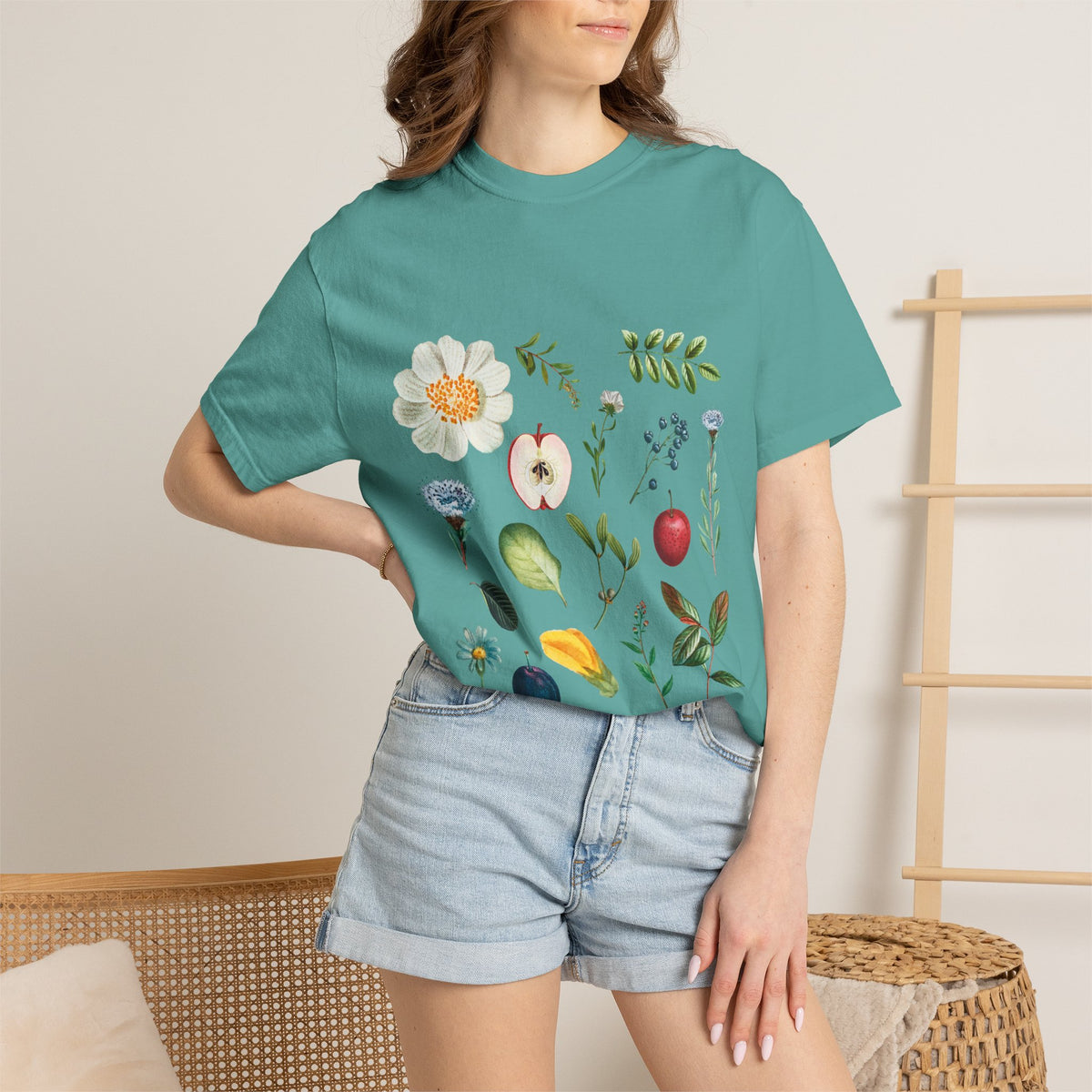 Floral Fruits Botanical Tee — Jeremiah 1:9 Scripture Garden T-Shirt