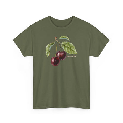 Cherry Botanical Tee — Vintage Fruit Illustration T-Shirt
