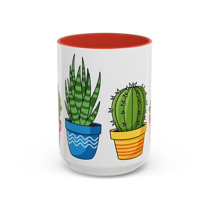 Cactus & Succulent Accent Coffee Mug — Cute Potted Plants 11/15oz