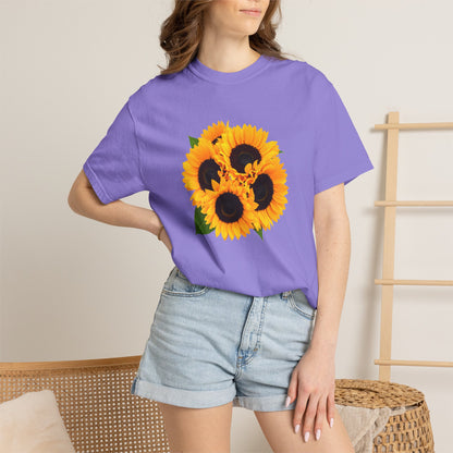 Sunflower Trio T-Shirt — Bright Floral Graphic Tee