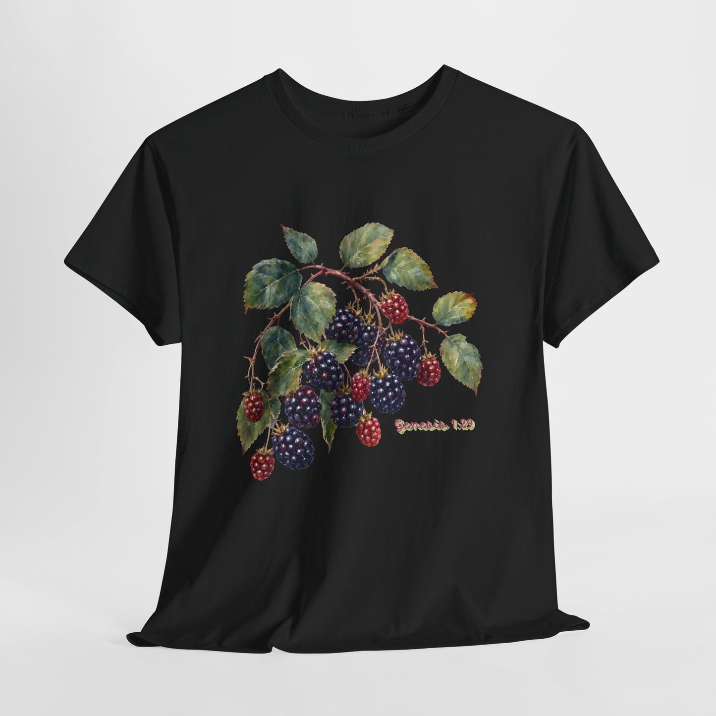 T-Shirt — Vintage Blackberry Branch Illustration Tee (Genesis 1:29)