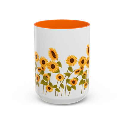 Sunflower Field Accent Tea Mug – Bright Floral 11/15oz Ceramic