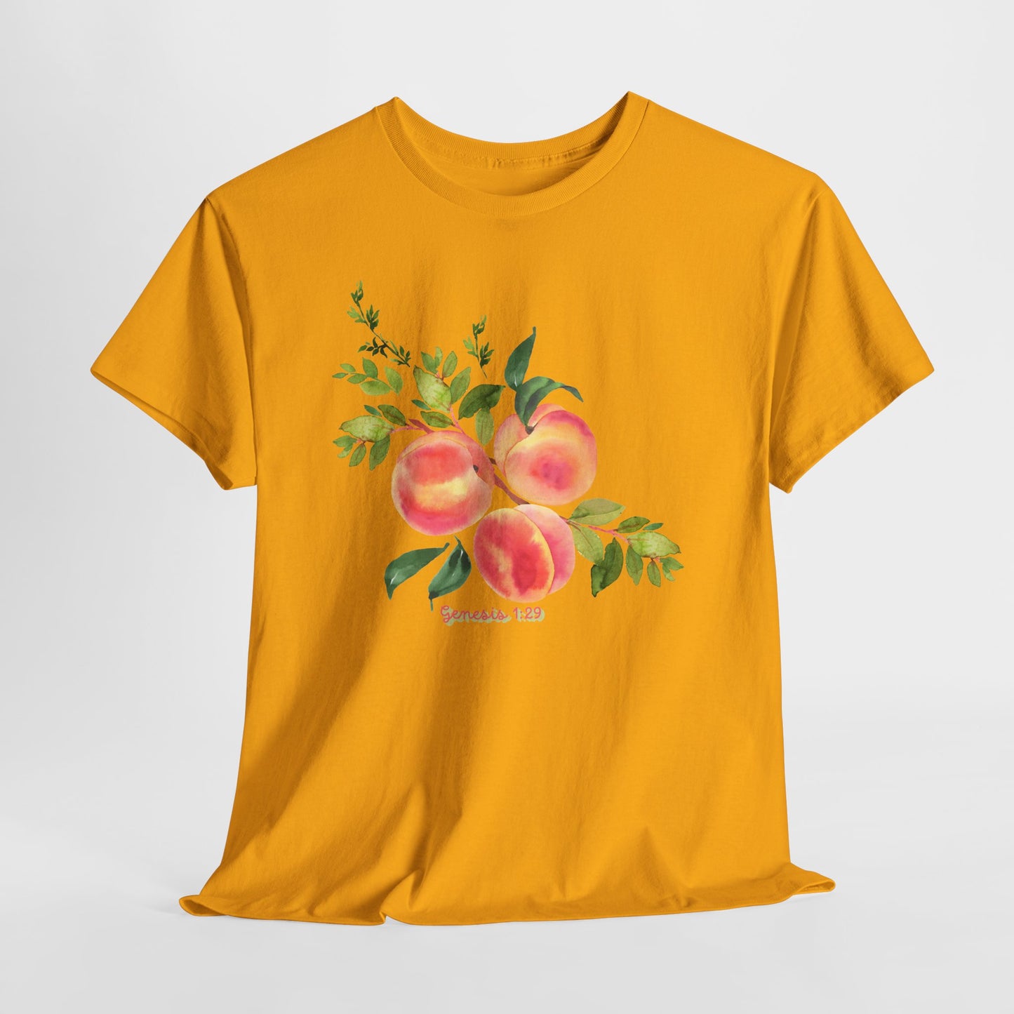 Peach Botanical Tee — Watercolor Fruit Graphic T‑Shirt
