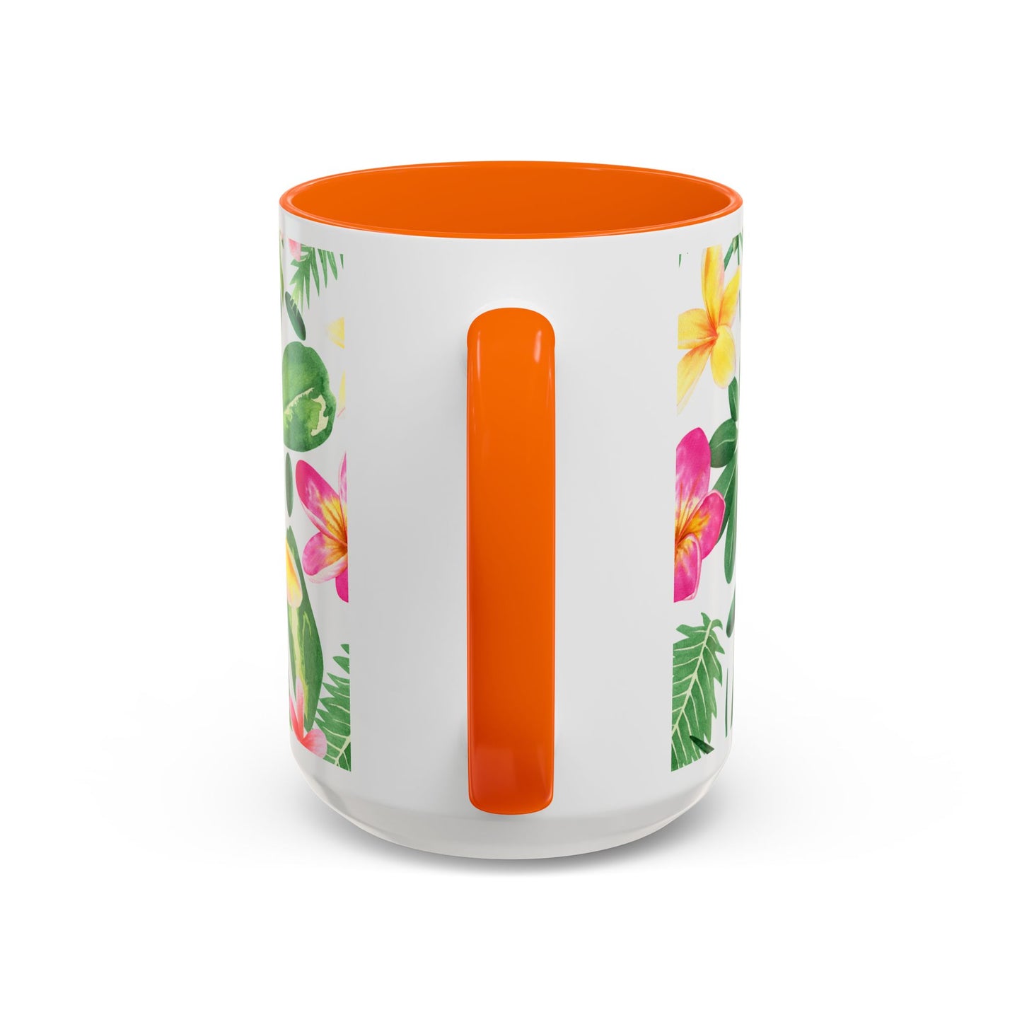 Tropical Floral Coffee Mug — Plumeria & Palm Accent Mug (11/15oz)