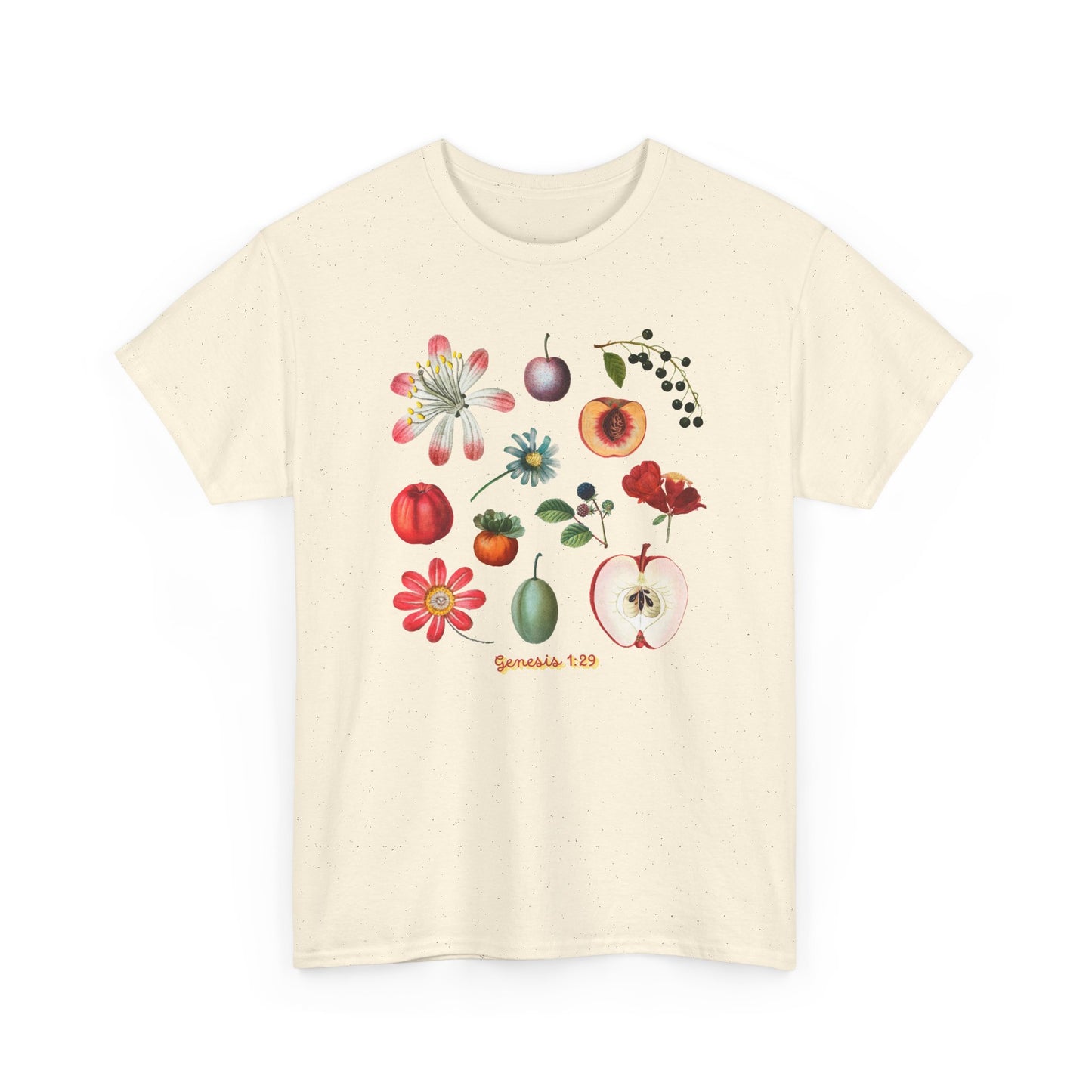 Botanical Fruit Garden T‑Shirt — Floral & Fruit Illustration Tee (Genesis 1:29)
