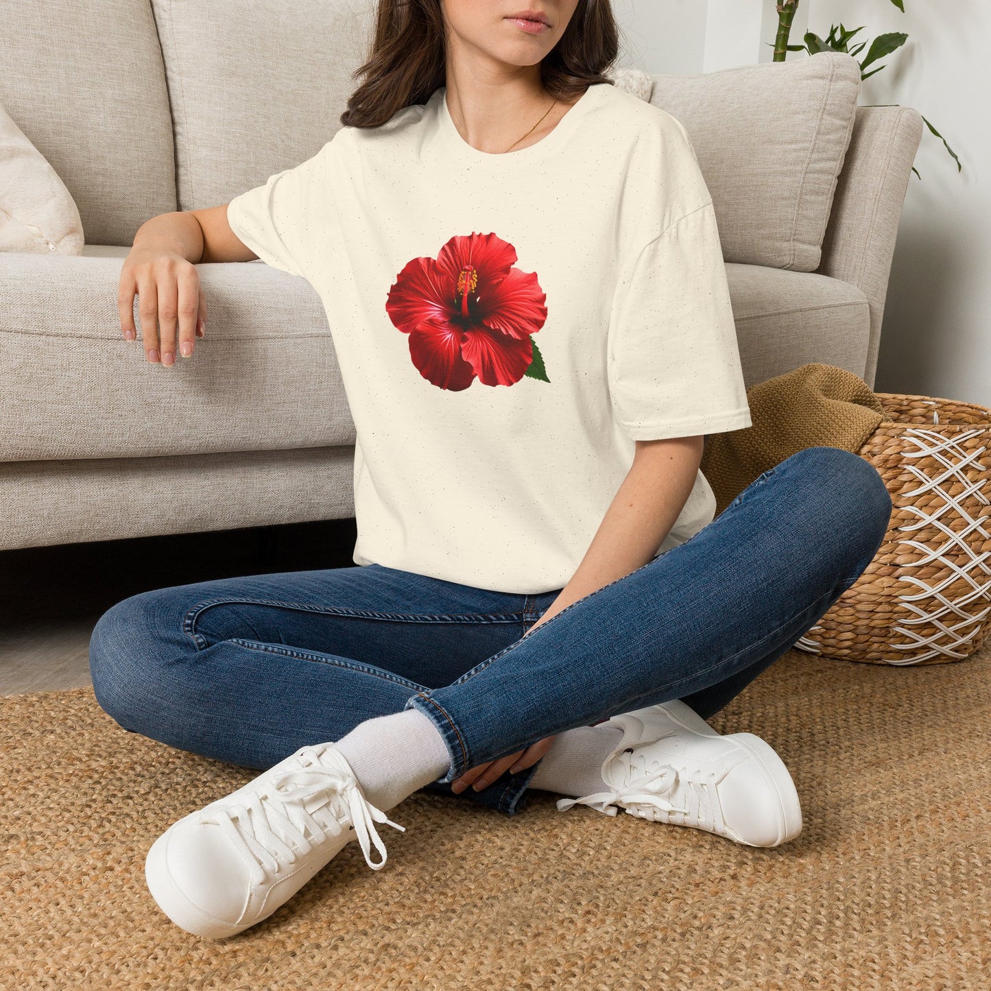 Hibiscus Floral T-Shirt — Red Tropical Flower Graphic Tee