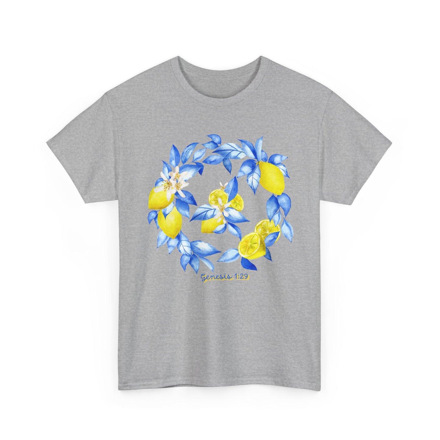 Lemon Wreath Graphic Tee — Genesis 1:29 Floral Scripture T-Shirt