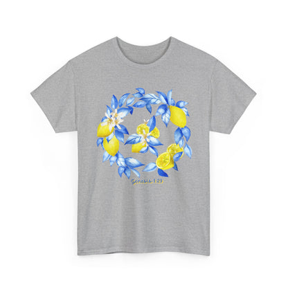 Lemon Wreath Graphic Tee — Genesis 1:29 Floral Scripture T-Shirt