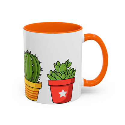 Cactus & Succulent Accent Coffee Mug — Cute Potted Plants 11/15oz