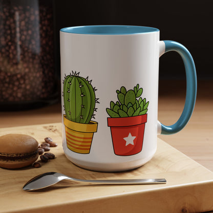 Cactus & Succulent Accent Coffee Mug — Cute Potted Plants 11/15oz