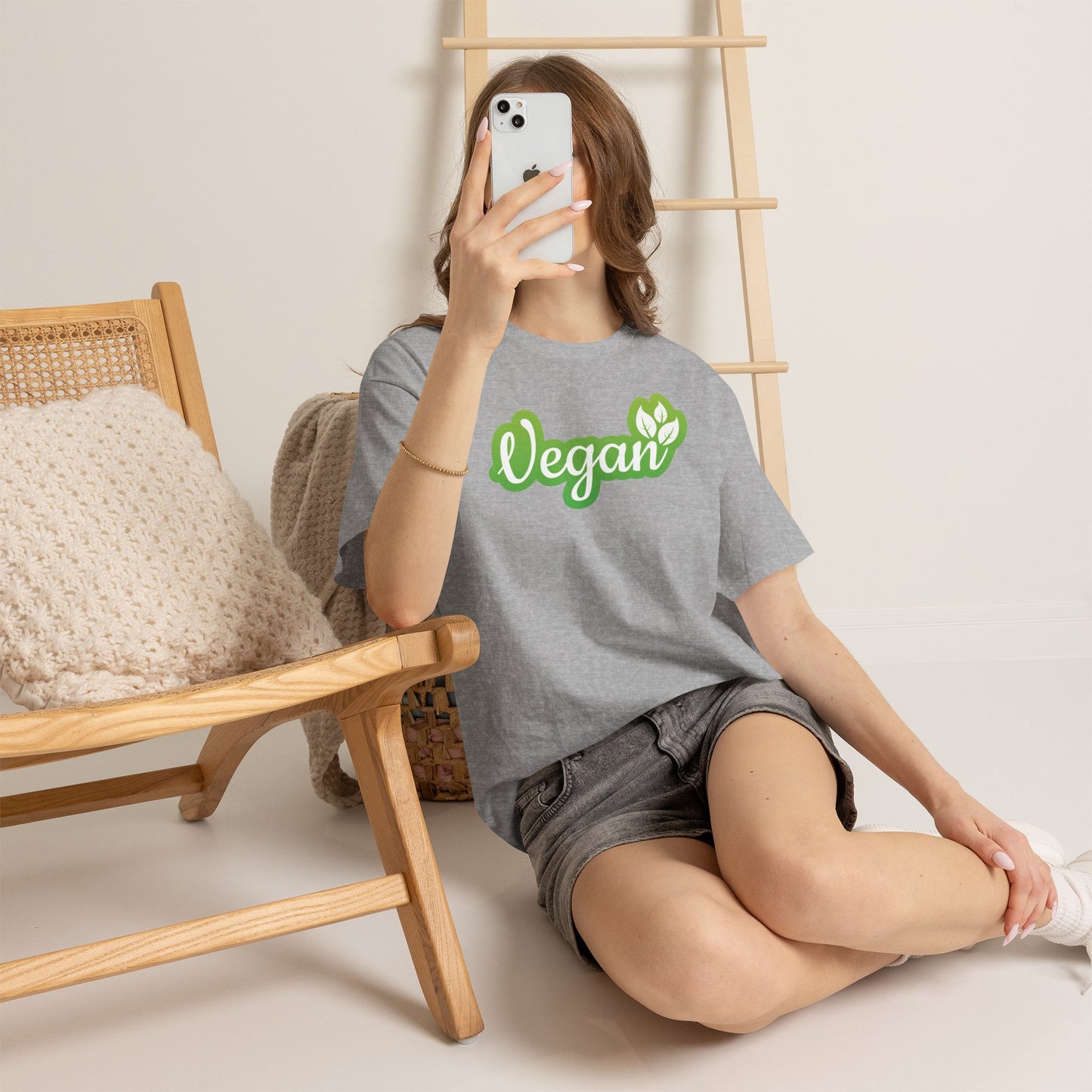 Vegan Script Tee — Green Leaf Eco-Friendly T-Shirt