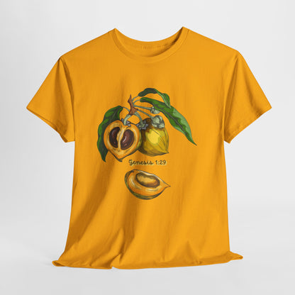 Apricot Illustration T-Shirt — Botanical Fruit Graphic Tee Genesis 1:29