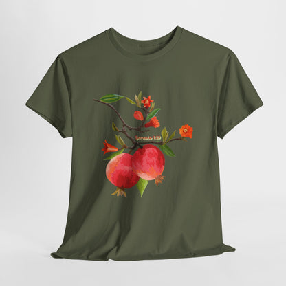 Pomegranate Bloom T-Shirt — Botanical Fruit Watercolor Tee