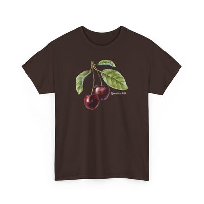 Cherry Botanical Tee — Vintage Fruit Illustration T-Shirt