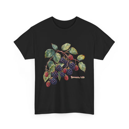 T-Shirt — Vintage Blackberry Branch Illustration Tee (Genesis 1:29)