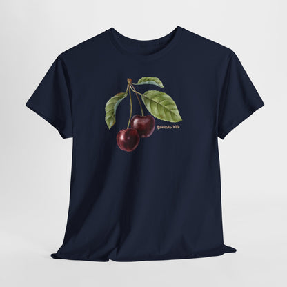 Cherry Botanical Tee — Vintage Fruit Illustration T-Shirt