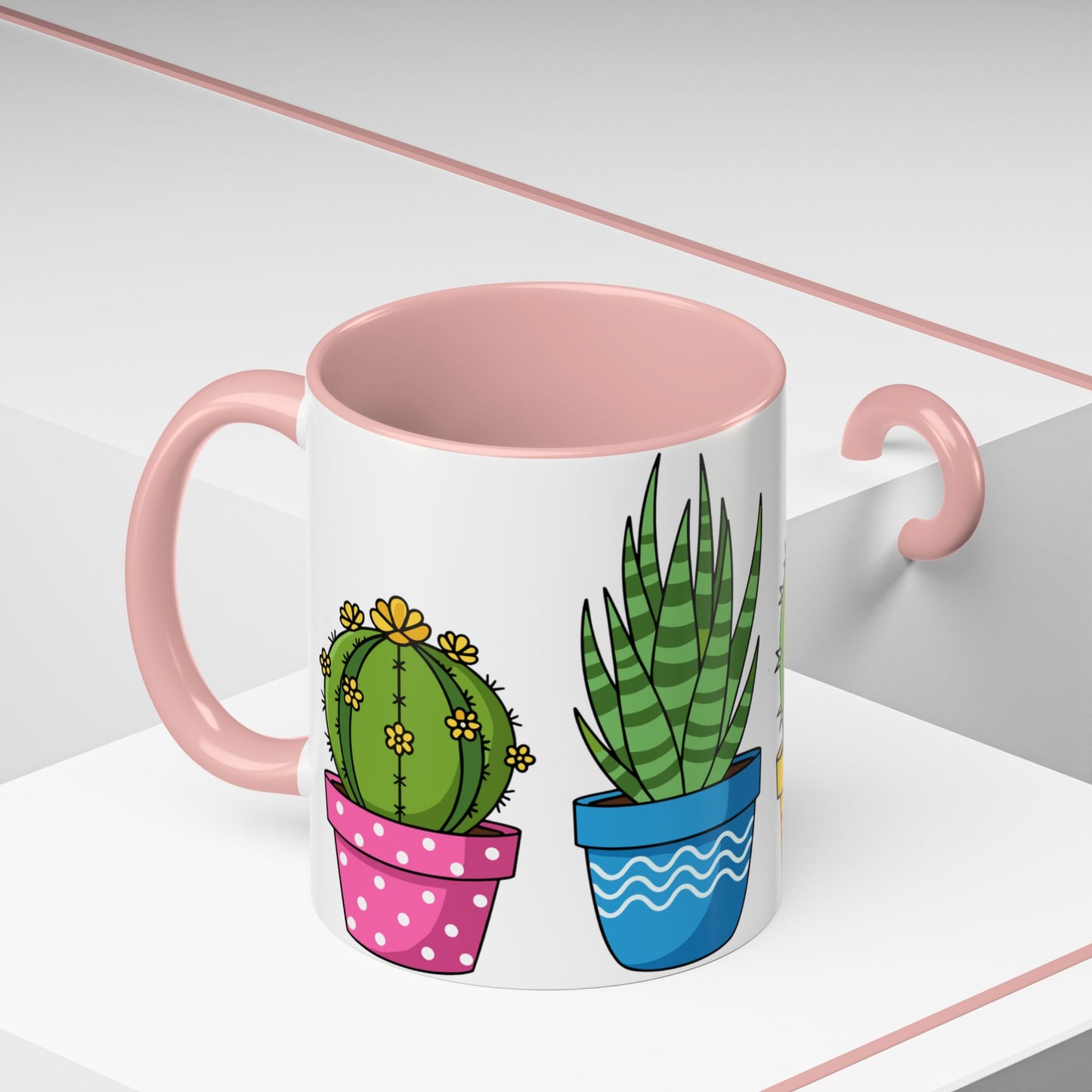 Cactus & Succulent Accent Coffee Mug — Cute Potted Plants 11/15oz