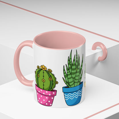 Cactus & Succulent Accent Coffee Mug — Cute Potted Plants 11/15oz