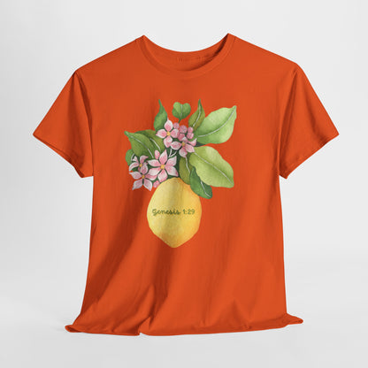 Lemon Blossom T-Shirt — Genesis 1:29 Floral Faith Tee