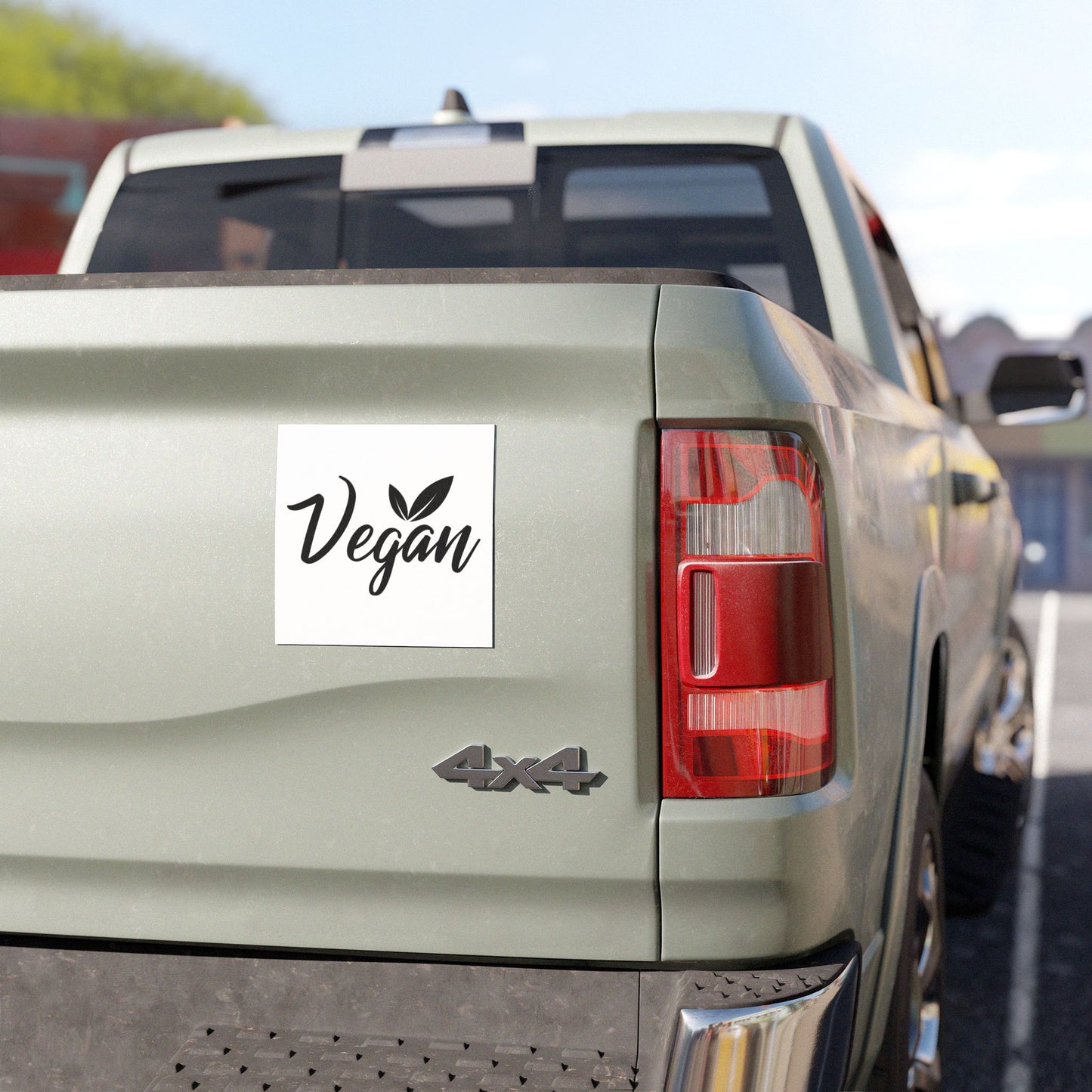 Vegan Script Car Magnet — Black Leaf Design