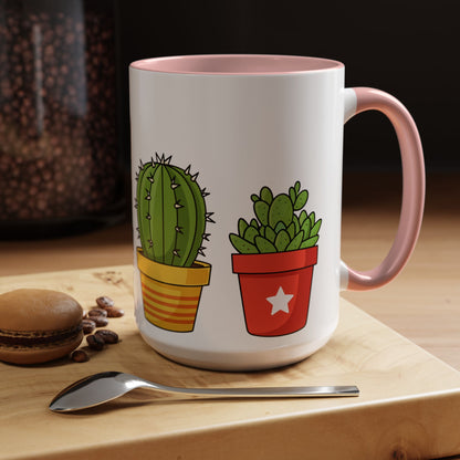 Cactus & Succulent Accent Coffee Mug — Cute Potted Plants 11/15oz