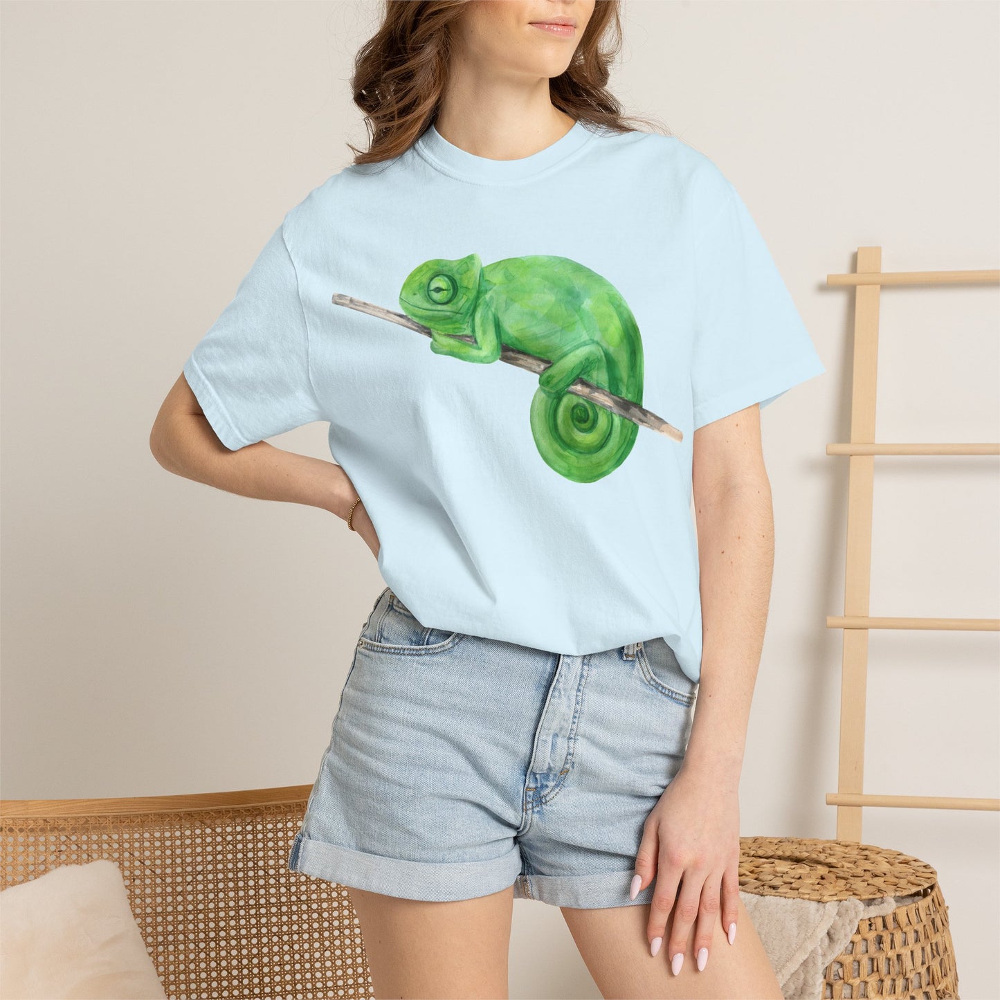 Chameleon Branch T-Shirt — Cute Green Chameleon Graphic Tee