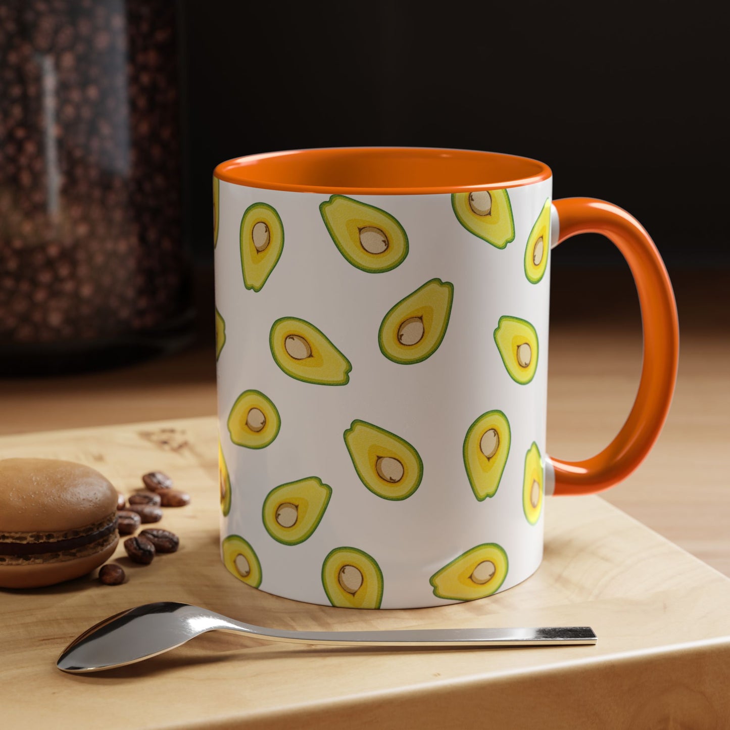 Avocado Pattern Coffee Mug — Cute Avocado Print Accent Mug (11/15oz)