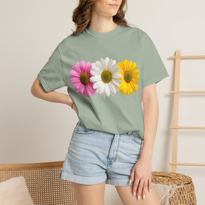 Daisy Trio T-Shirt — Pink White Yellow Floral Tee