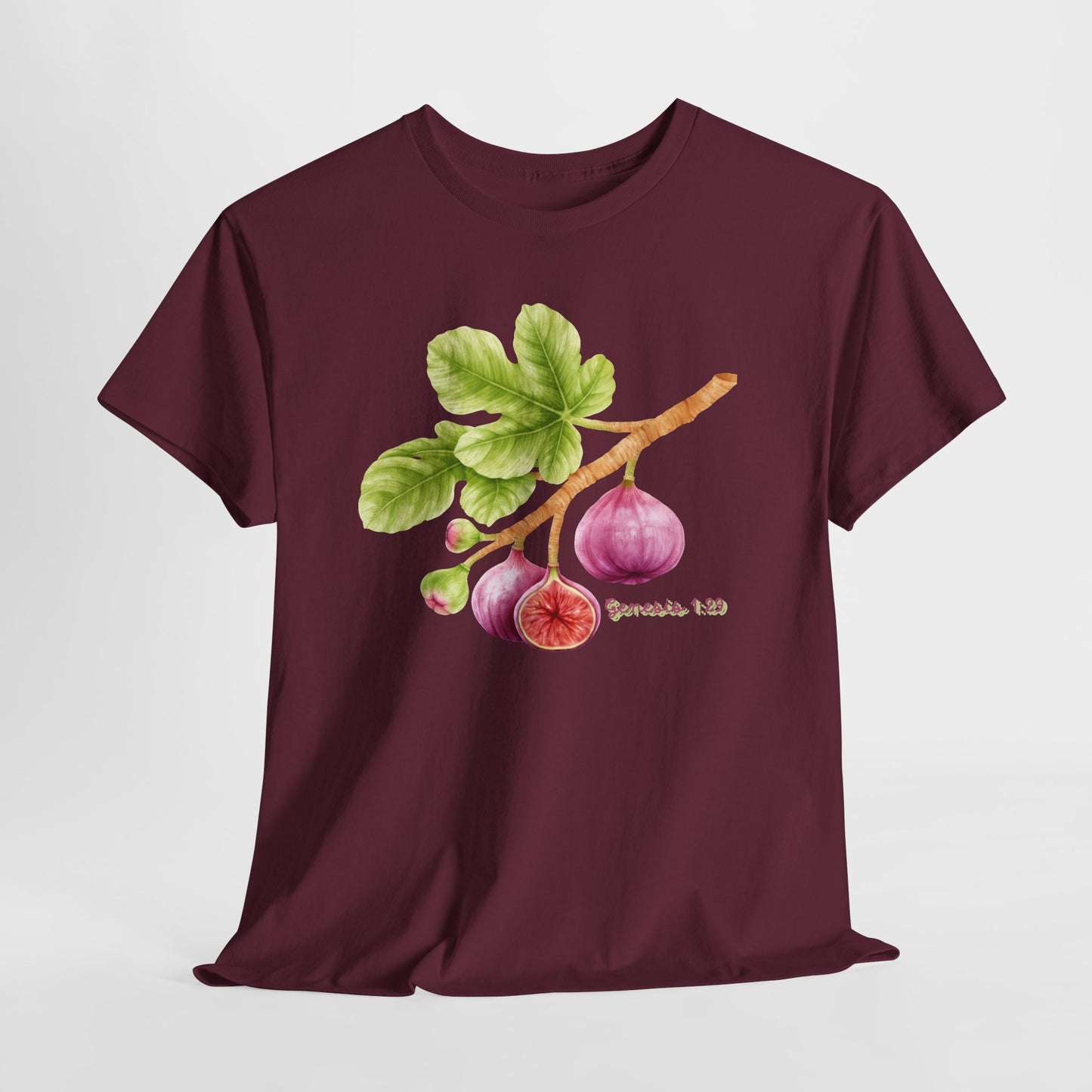 Fig Branch T‑Shirt — Botanical Fig Illustration Tee with Scripture (Genesis 1:29)