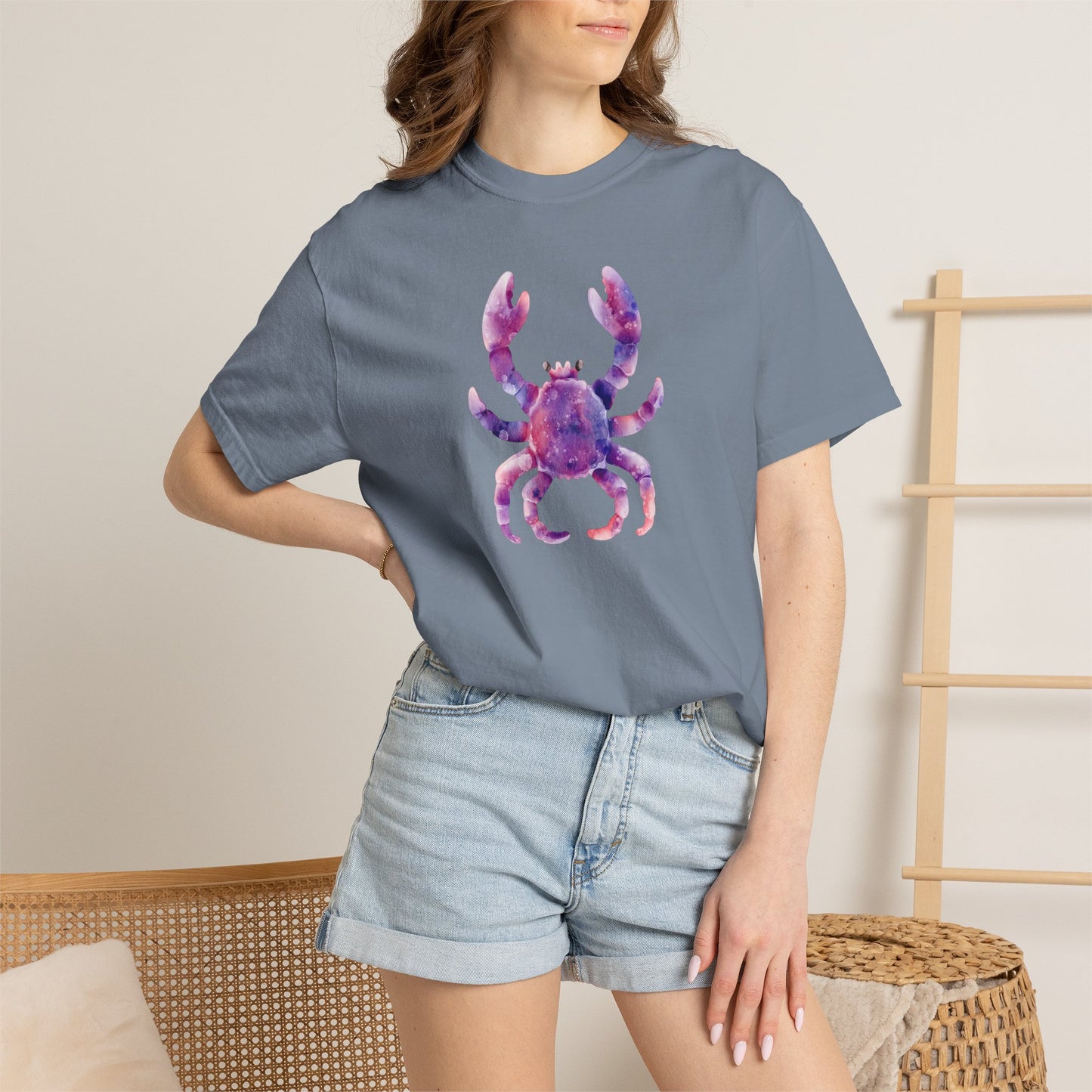 Watercolor Crab T-Shirt — Coastal Beach Vibes Graphic Tee